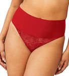Maidenform Women's Lace Panty, Firm Control Shapewear, Tame Your Tummy Targeting Thong, Vintage Car Red Lace, X-Large