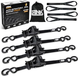 1800LB Retractable Ratchet Straps with Soft Loops(4 Pack), 1" x 12FT Heavy Duty Auto Self Retracting Tie Down Straps for Motorcycle,Truck, Cargo, ATV/UTV, Trailer, Kayak, Moving