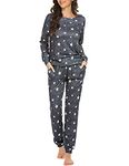 Ekouaer Women's Classic Pajama Set Sleepwear Loungewear Star Print 2-Piece Long Sleeve PJS Nightwear