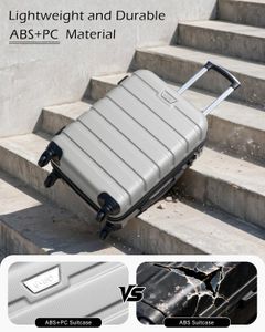 COOLIFE 28" Large Hard Shell Suitcase – Lightweight ABS+PC, Spinner Wheels, Silver