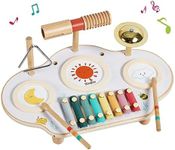 Twefex Kids Drum Set - 9 in 1 Baby Drum Set for Toddlers - Montessori Musical Instruments Toy for Babies - Wooden Xylophone Musical Toys for Boys and Girls