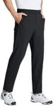 BALEAF Men's Golf Pants Stretch Quick Dry Lightweight Travel Hiking Workout Pants Zipper Pockets Black XL