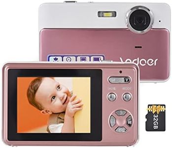 Andoer 4K Compact Digital Camera Video Camcorder 2.4 Inch IPS Screen 16X Digital Zoom Anti-Shake Smile Capture Built-in Flash Battery with 32GB Memory Card for Kids Teens Friends