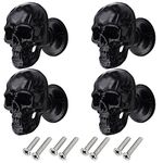 FANYUN 4 Pack Skull Skeleton Cabinets Knobs, Single Hole Pull Handle for Drawer Wardrobes Bookcases Dresser Closets Hardware Furniture Decoration (Black)