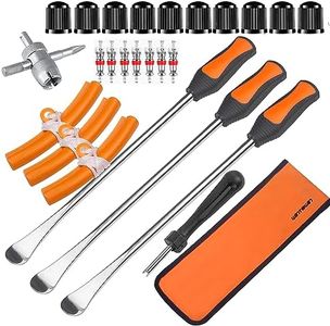 WINTOWIN 14.5" Tire Spoons Motorcycle Tire Changer Tools Dirt Bike ATV Tire Iron Levers Repair Kit with Tire Spoons, Rim Protector, Valve Tool,Valve Cap and Valve Cores