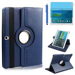 Case for Samsung Galaxy Tab S 10.5 inch 2014 (SM-T800 SM-T805) - 360 Degree Rotating Stand Case Full Protective Smart Cover,With Stylus Pen,Screen Film (Deep Blue)