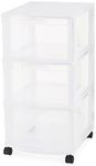 Gracious Living 3-Drawer Organizer Cart, Plastic Drawer Storage, White