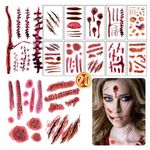 20Sheets Halloween Scar Tattoos Stickers Waterproof zombie tattoo Makeup scar tattoos Stickers Halloween Scar Makeup Halloween makeup accessories for men and women