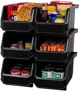 ReadySpace Plastic Containers for Organizing and Storage Bins for Closet, Kitchen, Office, Toys, or Pantry Organization, Large, 6-Pack, Black