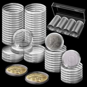 60 Pcs Silver Dollar Coin Holder Case Set - 40mm Coin Capsules Coin Collection Supplies Coin Holders for Collectors Silver Coin Case Holder - Silver Coin Storage Box Foreign Coin Collection Holder