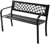 Costway Garden Bench, Metal Park Bench, Metal Bench for Terrace & Balcony, Iron Bench in Mesh Pattern, Garden Furniture 116 x 50 x 75cm, Black