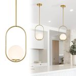 Gold Pendant Light Fixtures Modern Globe Pendant Lighting for Kitchen Island Mid Century Pendant Lighting Fixture 1-Light