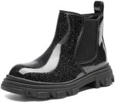 DREAM PAIRS Girls Combat Ankle Chelsea Boots,All Black,10 Toddler