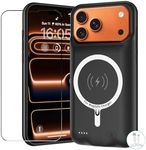 YINGYKJ Battery Case for iPhone 17 Pro, 10000mAh Pack Rechargeable Charger Case Support Carplay with Wireless Charging Compatible for iPhone 17 Pro (6.3 inch) External Battery Charging Cover (Black)