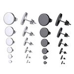 12 Pairs Surgical Stainless Steel Tunnel Round Stud Earrings for Men, Hip Hop Ear Studs For Mens Gift, 2-12mm (Silver + Black Color)