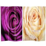 Oriental Furniture 6 ft. Tall Double Sided Roses Room Divider white