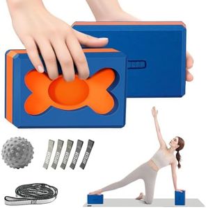 HAPBEAR Yoga Blocks 2 Pack - 9x6x3in High-Density EVA Foam with Non-Slip Textured Surface, Supportive for Deep Stretching & Lightweight - Ideal for Yoga, Pilates, Stretching Exercises