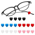 HAIKING Silicone Eyeglasses Temple Tips, 10 Pairs Heart Shape Replacement Eyeglasses Anti Slip Holders for Sunglasses, Reading Glasses, Sports Glasses (White, Black, Red, Pink, Blue)