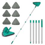 JEHONN 200CM Wall Cleaning Mop with Long Handle, 3-in-1 Ceiling Cleaner Tool Duster with 6 Replacement Microfiber Chenille Pads for Painted Walls, Window, Floor, Baseboard (Green)