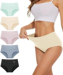 TANSTC Bragas Talle Alto Algodón para Mujer Culotte Braguita De Cintura Alta Cómodo, Negro + Rosa + Gris + Verde + Carne, Pack De 5, XL