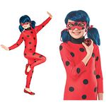 Rubie's Official Miraculous Ladybug Childs Costume and Eye mask, Superhero, Childs Size Large Age 7-8 & Official Miraculous Ladybug Childs Clip-on Earrings and Yo-Yo Set, Fancy Dress Accessory Set