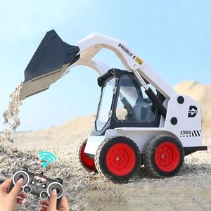 FANXMF RC Skid Steer Loader 1/14 11 Channel Remote Control Bulldozer Crawler with Lights Sound 2.4G Full Function RC Front Loader Tractor Excavator Toys Construction Vehicle Engineering Truck