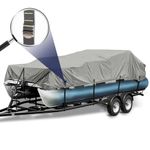 Zenicham 900D Heavy Duty Trailerable Pontoon Boat Cover for Winter Outside Storage, Waterproof Elastic Pontoon Boat Cover with Windproof Adjustable Metal Buckle Straps Fit 25ft-28ft Long(Gray)