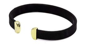 QRAY Midnight Black and Gold Stainless Steel Mesh Golf Athletic Bracelet (Large)