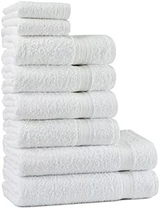 Tuiste Set Asciugamani Bagno Bianchi, Hotel, Cotone, 2 Telo Doccia 70x140cm + 4 Asciugamani 50x90cm + 2 Asciugamani Ospiti 30x50cm, Asciugamani Bagno Viso e Bidet Bianco, Morbidi, Assorbenti