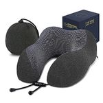 LUXSURE Travel Pillow - Memory Foam Neck Pillow for Travel, Comfortable Ergonomic Neck Pillow, Flight Pillow with Built-in Storage Bag, Washable Travel Essentials for Airplane & Car & Office