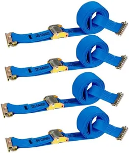 DC Cargo Mall E Track Straps 2" x 20", Heavy Duty Cam Buckle Tie Down Straps 3000Lbs Break Strength (4 Pack Blue) E Tack Accessories for Load Securement in Pickups, Trailers, Trucks, Boats, Vans, Cars