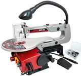 LUMBER JACK Variable Speed Scroll Saw with Flexi LED Light Flexi Shaft Foot Pedal Rotary Tool Included 16" 405mm Suitable for Pinned & Pinless Blades, Adjustable Worktop, 64pc Accessory kit