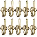 kuou 100 Pieces Brass Curtain Hooks, Metal Curtain Hook Brass Drapery Hooks, Curtain Hooks Brass Curtain Header Tape Drapery Hooks (Gold)