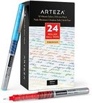 ARTEZA Rollerball Pens Fine Point, Set of 24 Colored Pens with Liquid Ink, Extra Fine 0.5 mm Needle Tip Pen