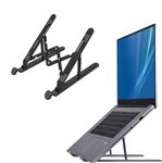 Dyazo ABS Plastic Laptop Stand Height & Angle Adjustable | Foldable | Portable | Laptops Raiser Compatible for MacBook, Lenovo, HP, Dell & Other notebooks Upto 15.6 inch (Black)