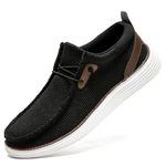 DLWKIPV Mens Loafer Slip On Walking Boat Shoes Casual Fashion Sneakers Gym Driving Penny Lightweight Breathable Office Shoes Black US 11