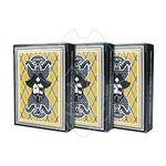 One Eyed Jack Premium Plastic Playing Cards - Golden - Set of 3 Decks of 52 Cards each & 3 Free Card Cut - Poker Size