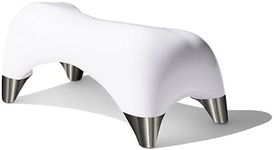 TUSHY Ottoman: A Premium Toilet Stool for The Bathroom, Modern Sleek Design | Squatting Position Helps Improves Bowel Health & Relieves Constipation (Relaxed 7.5" White/Brushed Nickel)