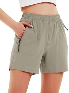 Nomolen Women's 5" Hiking Cargo Shorts Quick Dry Lightweight Athletic Outdoor Shorts for Workout with Zipper Pockets UPF 50+