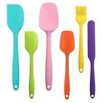 Lychico Silicone Set (6 Piece), Food Grade Rubber Spatulas for Baking, Cooking, and Mixing High Heat Resistant Non Stick Dishwasher Safe BPA-Free, Colorful