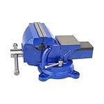 HFS(R) 5" Heavyduty Bench Vise Anvil Forged.360 Swivel Locking Base Desktop Clamp (16LBS), FS Blue Design