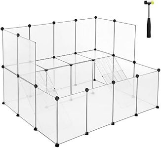 SONGMICS Guinea Pig Playpen with Dense Ramp, Indoor Rabbit Run Hutch Cage, Large Exercise Enclosure with Stairs, DIY Plastic Modular Fence for Hamster, Pet, Small Animals, White ULPC004W01