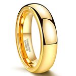 Greenpod 6mm Gold Tungsten Carbide Rings for Men Women Dome Polished Classic Wedding Band Comfort Fit Size 8