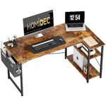 HOMIDEC L Shaped Desk 120CM Computer Desk Study Office Desk Gaming Desk Writing Table With Bookshelf Reversible Corner Desk For Home Office Studio Workstation