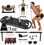 HOTWAVE Portable Exercise Equipment with 16 Gym Accessories.20 in 1 Push Up Board Fitness,Resistance Bands with Ab Roller Wheel,Pilates Bar.Strength Training for Man,Full Body Workout Machine at Home