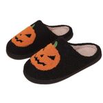 Halloween Pumpkin Slippers,Halloween Slippers for Women Soft Plush Comfy Warm Slippers, Slip-on Cozy Indoor Fluffy House Slippers for Women Men