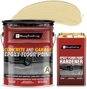 4 Gallon Epoxy Floor Paint kit (Beige,High-gloss,800 sq.ft) -100% solids| 6H hardness|20-year durability| Compatible with decorative color flakes, Concrete coating for Garages,Basements, Wall.