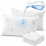 4 Pack Bamboo Waterproof Pillow Protectors Anti Dust Mite Bed Bug Anti Allergy Soft Non Noisy Feather Proof with Zipped Closure Hypoallergenic, Breathable (50x75cm)