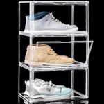 ABOUT SPACE Shoe Boxes - Transparent 3 Pcs Acrylic Sneaker Box Crates | DIY Shoes Storage Box for Men, Women Display Shoe Rack for Sneakers Flats Flip-flops Loafers Heels Wedges (L36 x B 27 x H 23cm)