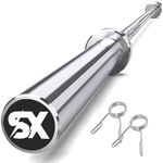 SX Fitness Olympic Barbell Bar 5 feet| Weight Bar for Weightlifting, Powerlifting, CrossFit, Gym Home Exercises rod (49mm Outer Diameter) with Barbell Clamps (Olympic Barbell 5 ft)